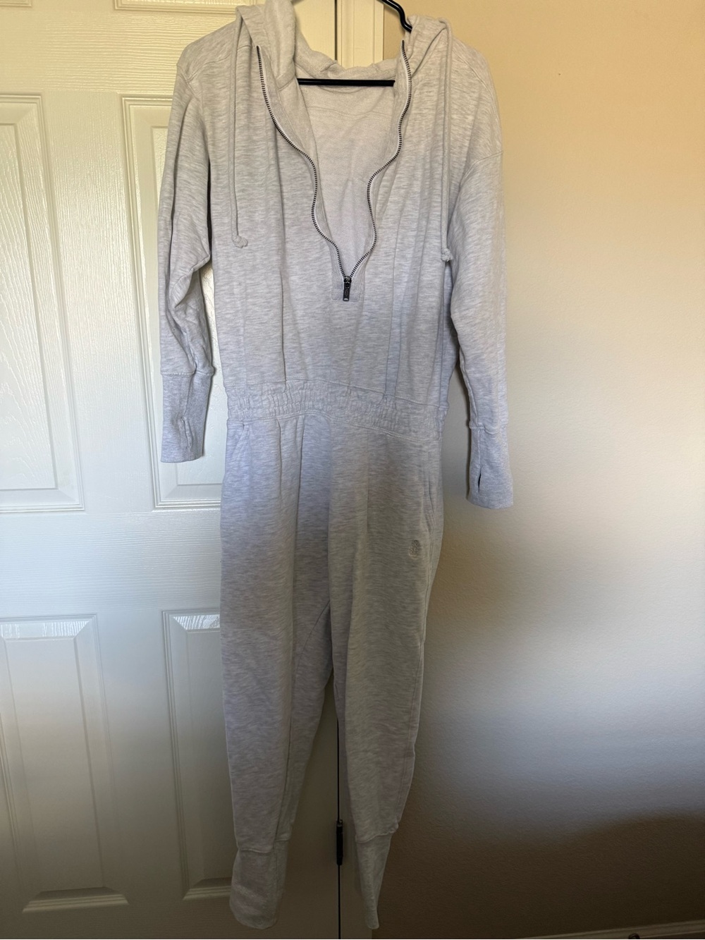 Free People Light Heather Gray Hooded Jumpsuit